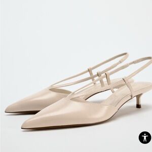 Zara Cream Pointed Toe Heels